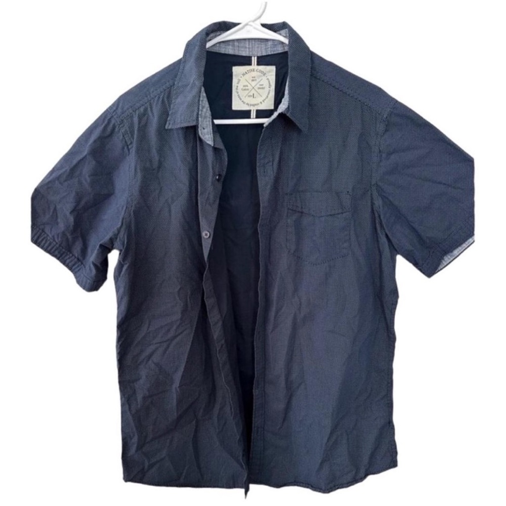 Native Dark Blue Casual Button Down Shirt
